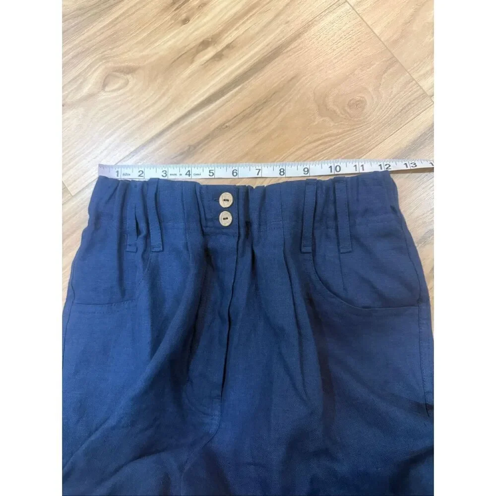 NotPerfectLinen new Doolin in admiral blue linen boho relaxed pants size S/M